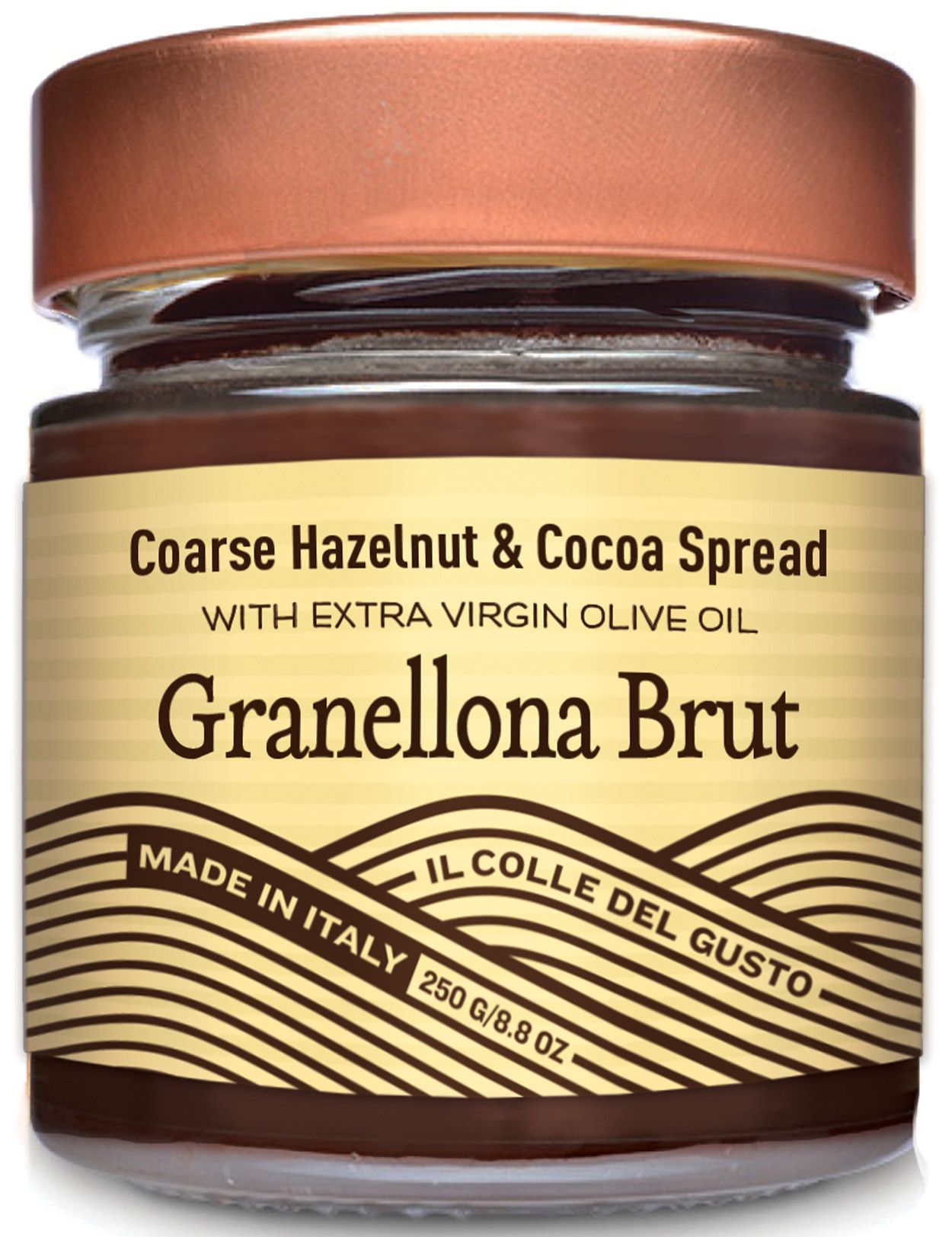 Granellona Brut - Coarse Hazelnut Chocolate Spread with Extra Virgin Olive Oil