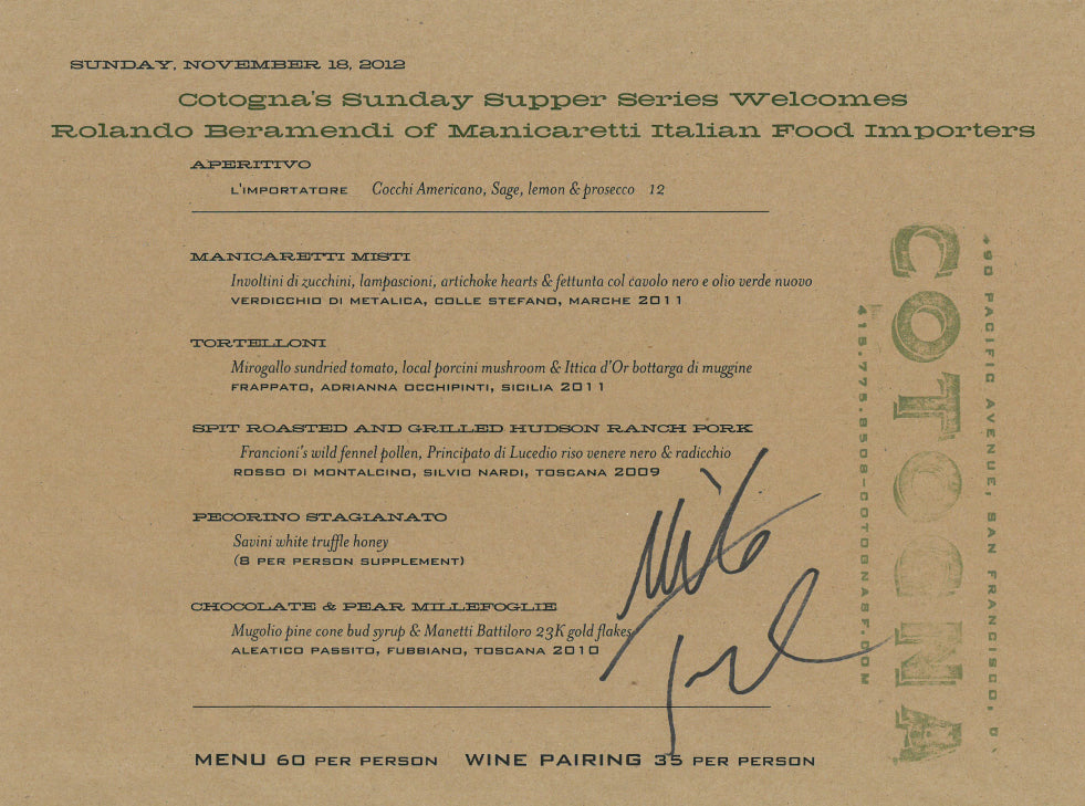 Manicaretti Sunday Supper at Cotogna