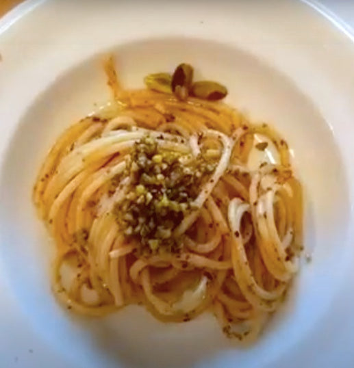 Lucia's Spaghetti with IASA Colatura & Pistachios